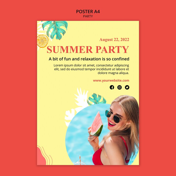 PSD gratuit conception de modèle d'affiche de poolparty