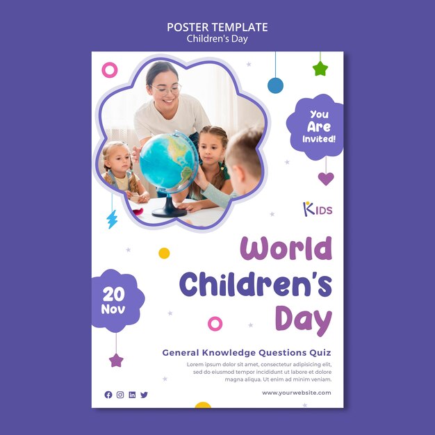 Conception de modèle d'affiche pour la fête des enfants