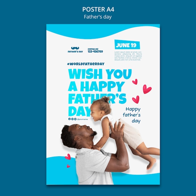 PSD gratuit conception de modèle d'affiche pour la fête des pères