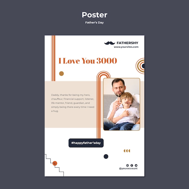 PSD gratuit conception de modèle d'affiche pour la fête des pères