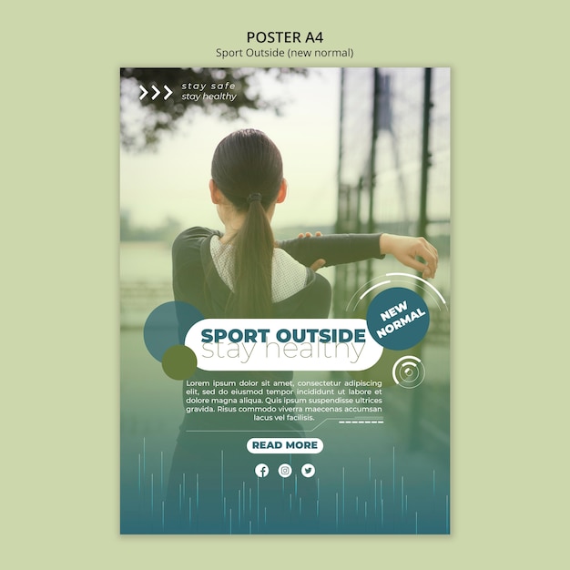 PSD gratuit conception de modèle d'affiche sport extérieur