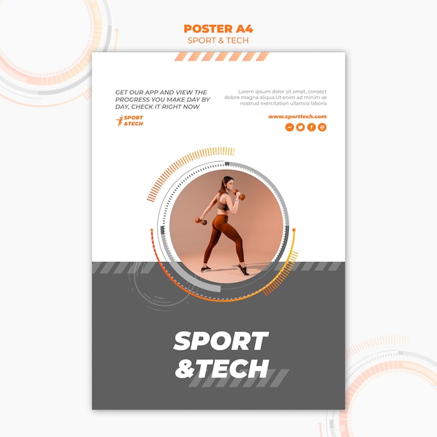 PSD gratuit conception de modèle d'affiche sport et technologie