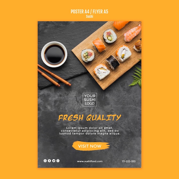 PSD gratuit conception de modèle d'affiche de sushi