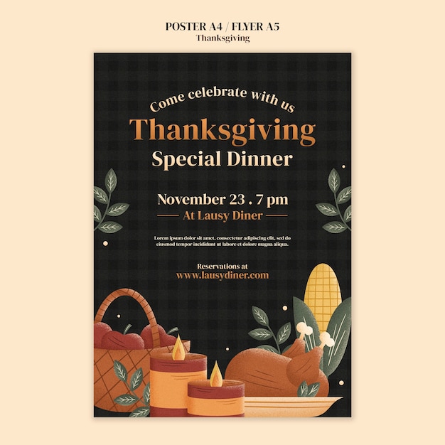 Conception de modèle d'affiche de Thanksgiving