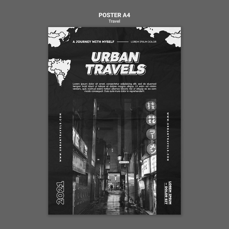PSD gratuit conception de modèle d'affiche de voyages urbains