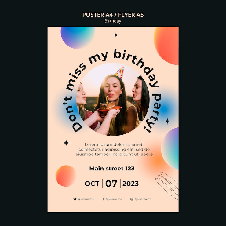 PSD gratuit conception de modèle d'anniversaire dégradé