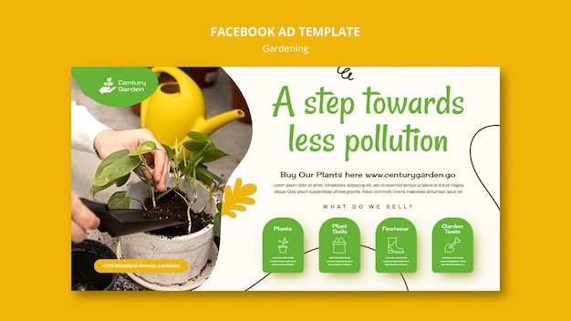 PSD gratuit conception de modèle d'annonce facebook de jardinage