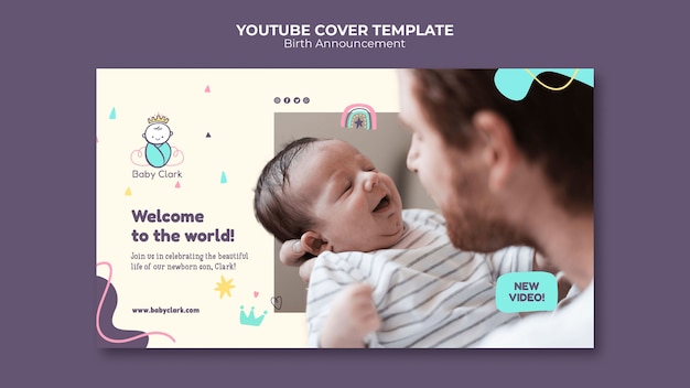 PSD gratuit conception de modèle d'annonce de naissance