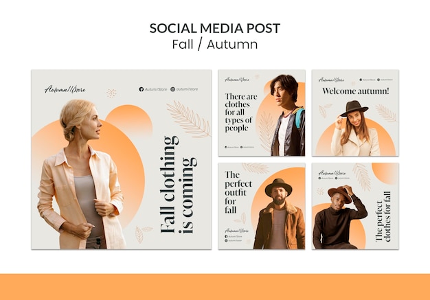 PSD gratuit conception de modèle d'automne d'automne de publication sur les médias sociaux