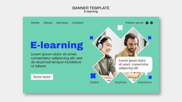 Conception de modèle de bannière d'apprentissage en ligne