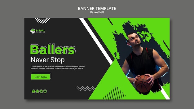 PSD gratuit conception de modèle de bannière de basket-ball