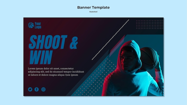 PSD gratuit conception de modèle de bannière de basket-ball