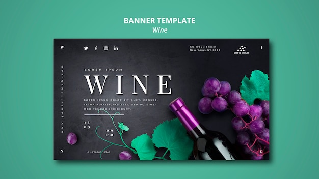 PSD gratuit conception de modèle de bannière de compagnie de vin