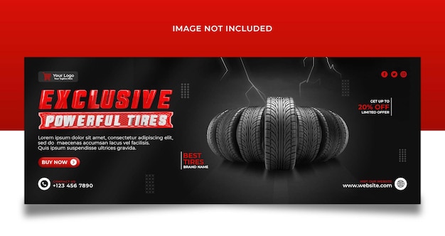 Conception de modèle de bannière de couverture facebook exclusif de pneus puissants