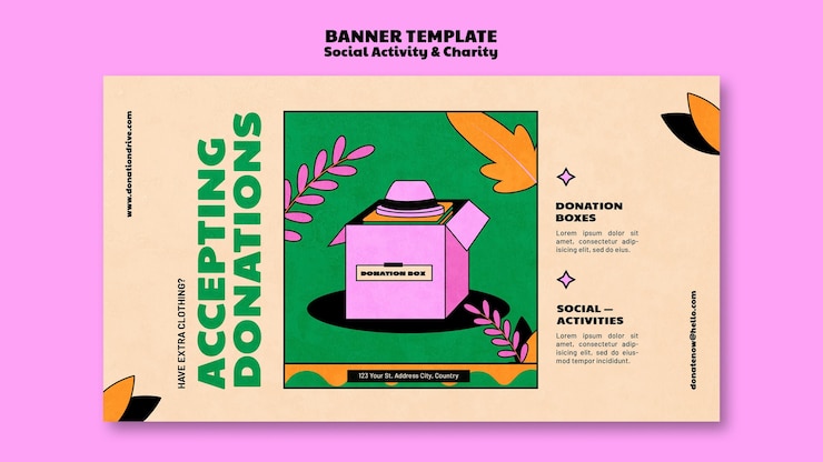 PSD gratuit conception de modèle de bannière de don de bienfaisance