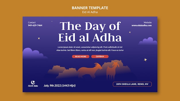 PSD gratuit conception de modèle de bannière eid al-adha