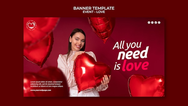 PSD gratuit conception de modèle de bannière d'événement d'amour