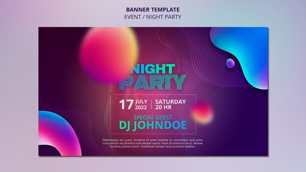 Conception de modèle de bannière de fête de nuit