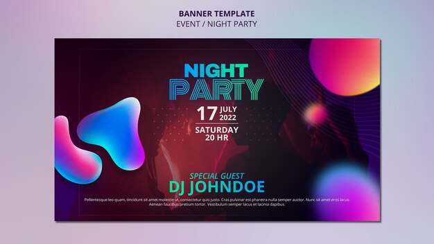 Conception de modèle de bannière de fête de nuit