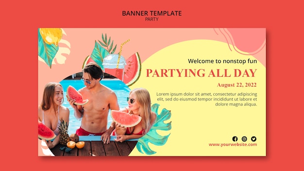 PSD gratuit conception de modèle de bannière de fête de piscine