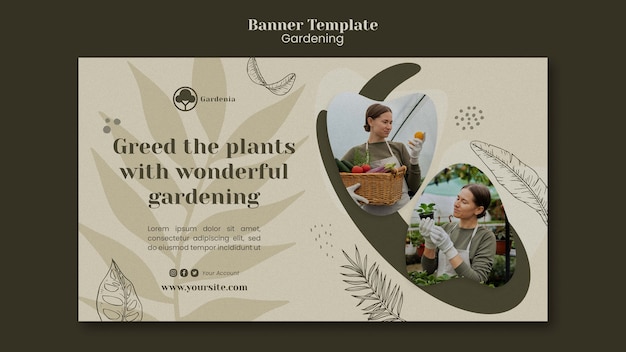 PSD gratuit conception de modèle de bannière de jardinage