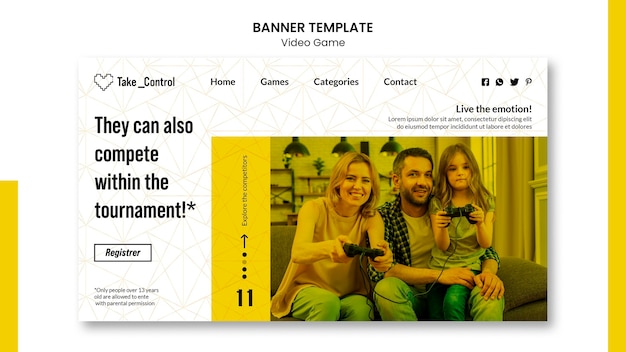 PSD gratuit conception de modèle de bannière de jeu vidéo