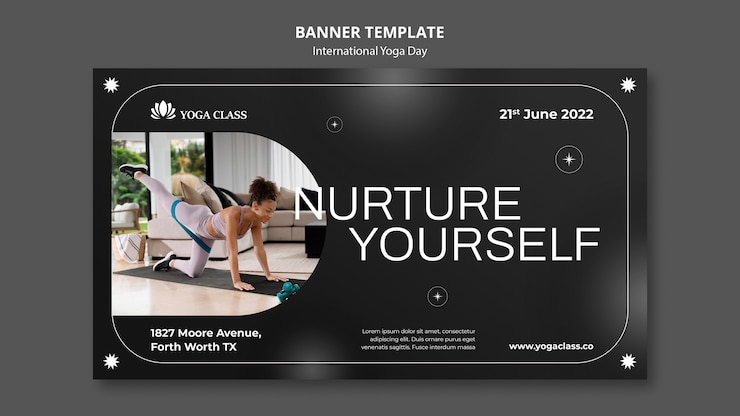 PSD gratuit conception de modèle de bannière de journée internationale de yoga