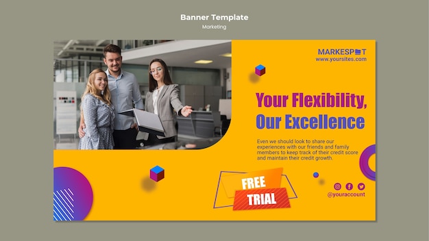 PSD gratuit conception de modèle de bannière marketing