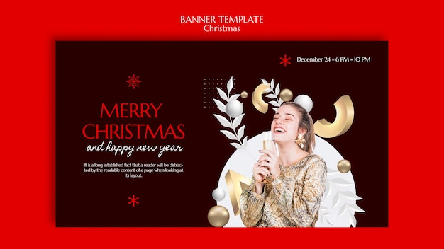 PSD gratuit conception de modèle de bannière de noël