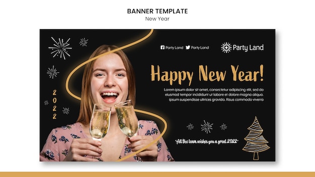 PSD gratuit conception de modèle de bannière de nouvel an