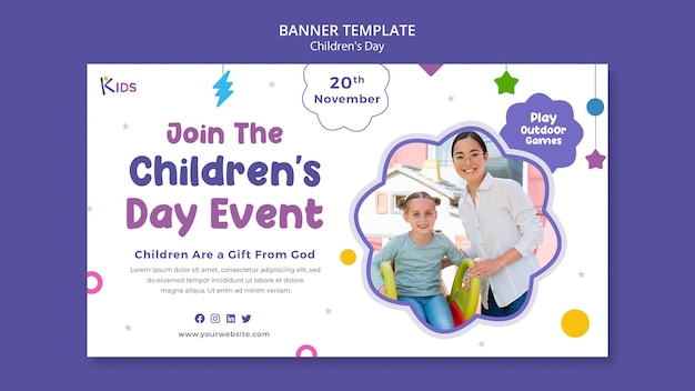 Conception De Modèle De Bannière Pour La Journée Des Enfants