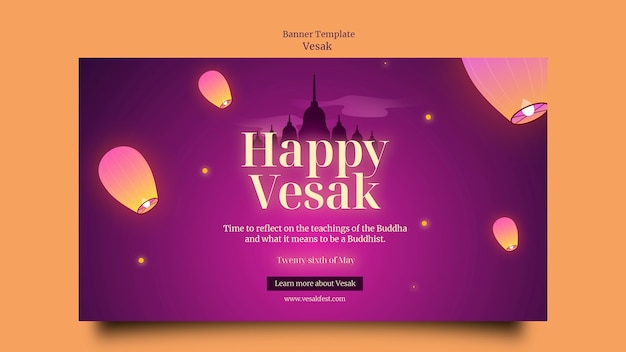 PSD gratuit conception de modèle de bannière vesak dégradé