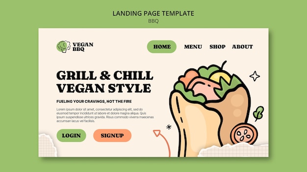 PSD gratuit conception de modèle de barbecue végétalien