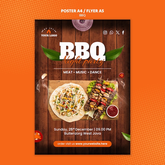 PSD gratuit conception de modèle de barbecue