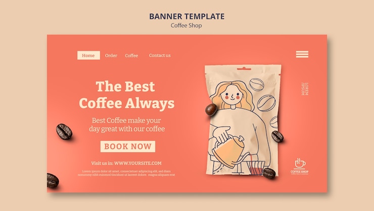 PSD gratuit conception de modèle de café