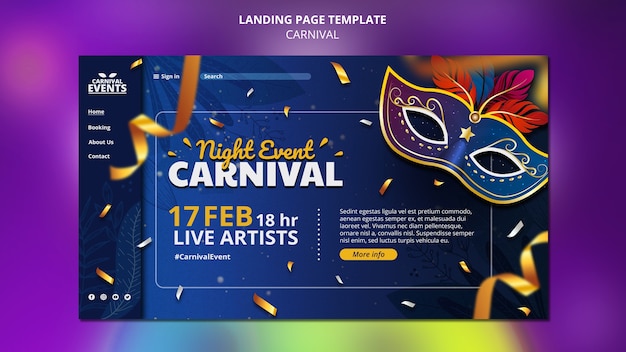 PSD gratuit conception de modèle de carnaval réaliste