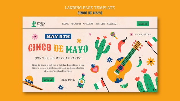 PSD gratuit conception de modèle de cinco de mayo