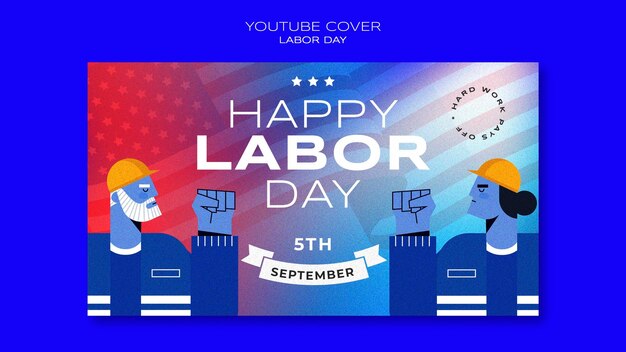 Conception de modèle de couverture youtube pour la fête du travail