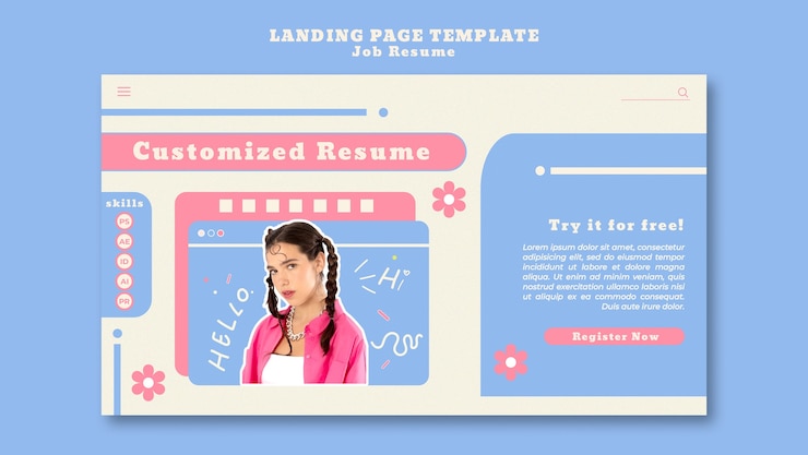 PSD gratuit conception de modèle de cv de travail
