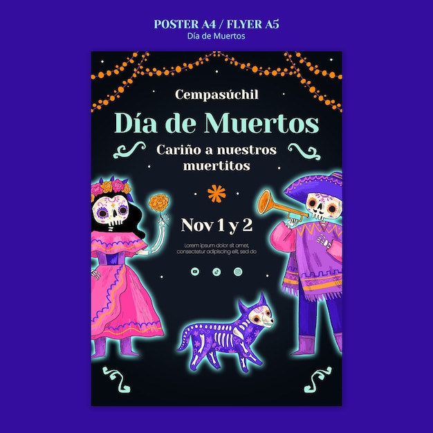 Conception De Modèle Dia De Muertos