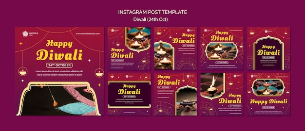 PSD gratuit conception de modèle de diwali élégant