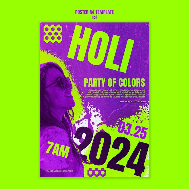 PSD gratuit conception de modèle de festival holi