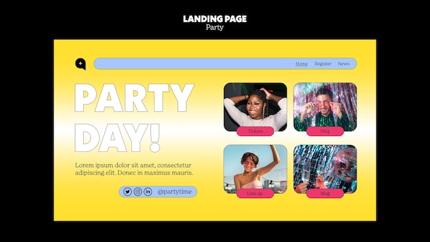 PSD gratuit conception de modèle de fête dégradé