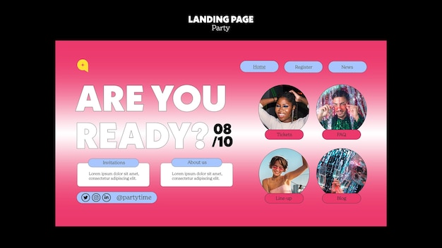 PSD gratuit conception de modèle de fête dégradé