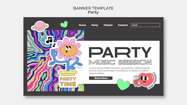 PSD gratuit conception de modèle de fête design plat