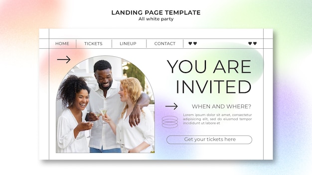 PSD gratuit conception de modèle de fête entièrement blanche
