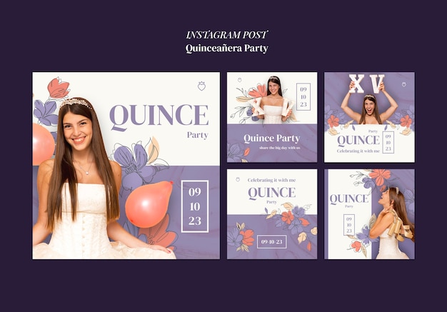 PSD gratuit conception de modèle de fête quinceanera