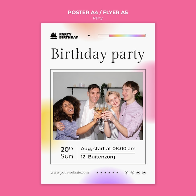 PSD gratuit conception de modèle de fête rose