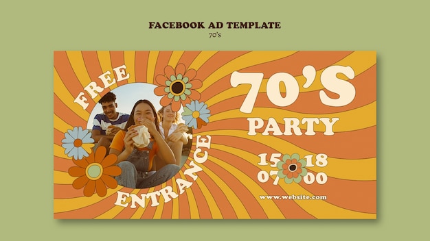 PSD gratuit conception de modèle de fête de style années 70