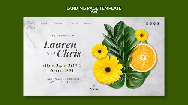 PSD gratuit conception de modèle floral rsvp